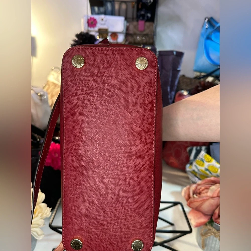 Michael Kors Red Leather Backpack with Gold Hardware